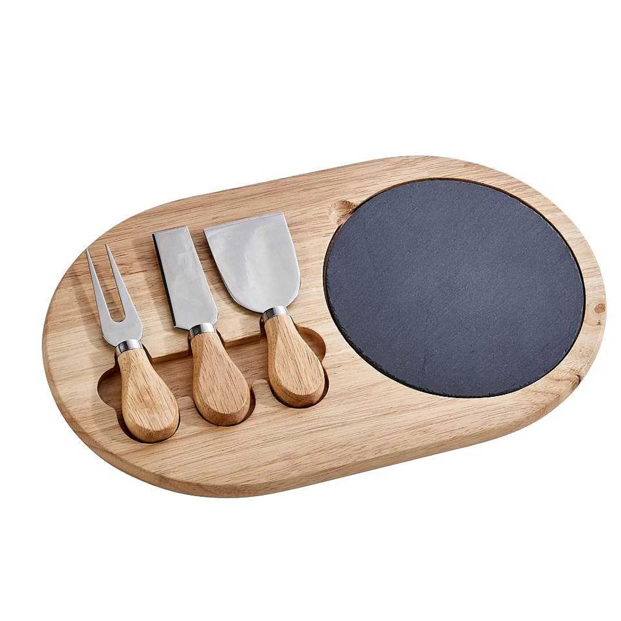 Creative Gifts International 3 Pc Cheese Set Slate & Wood Brd Wd Hdls Cheap