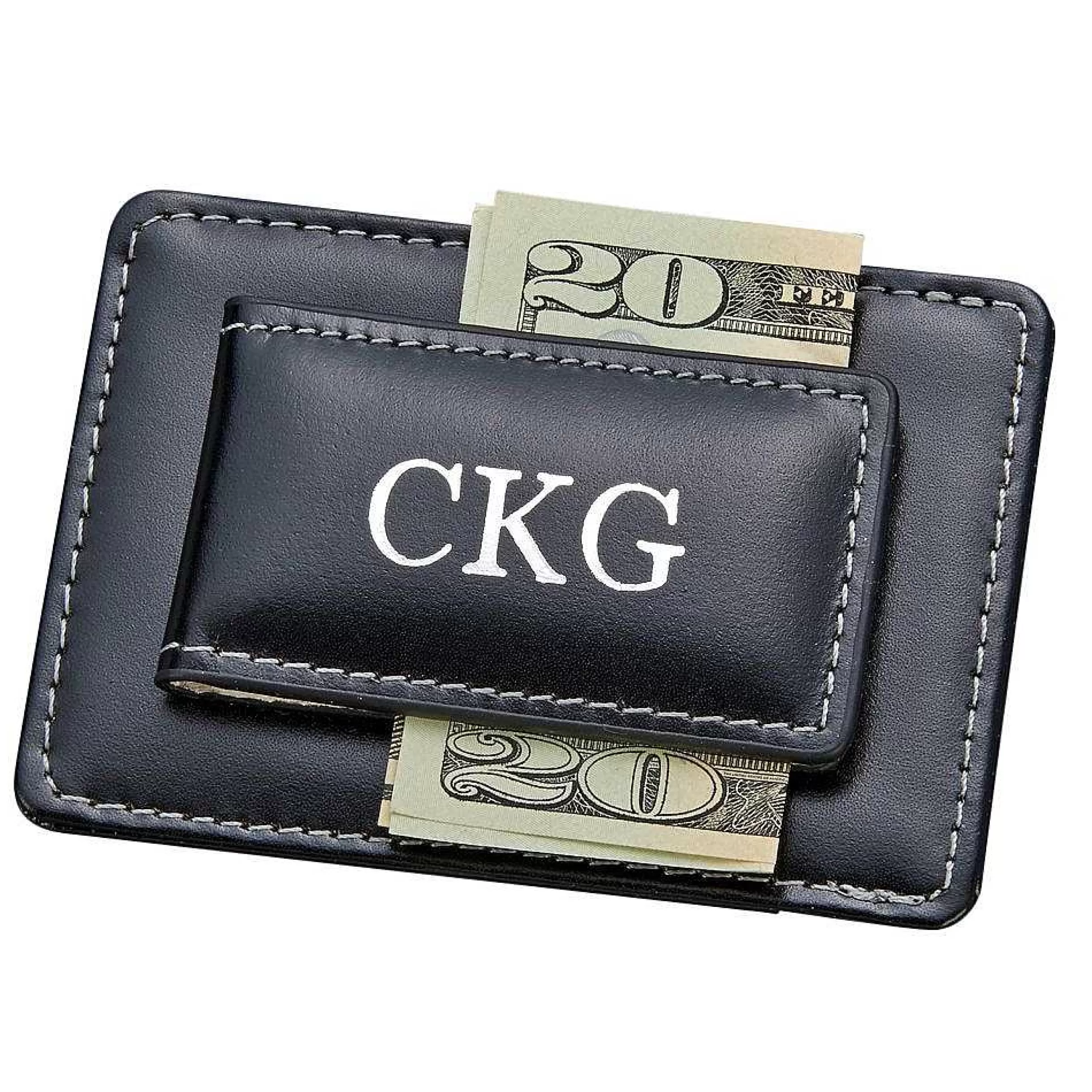 Creative Gifts International Black Leather Money Clip & Card Holder Online