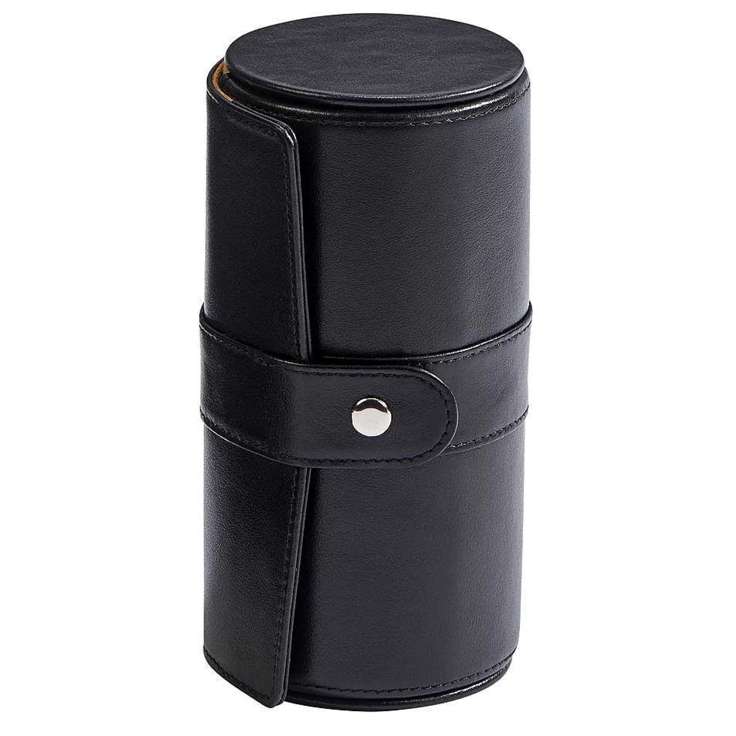 Creative Gifts International Black Leather Round Jewelry Case 6" X 3" Sale