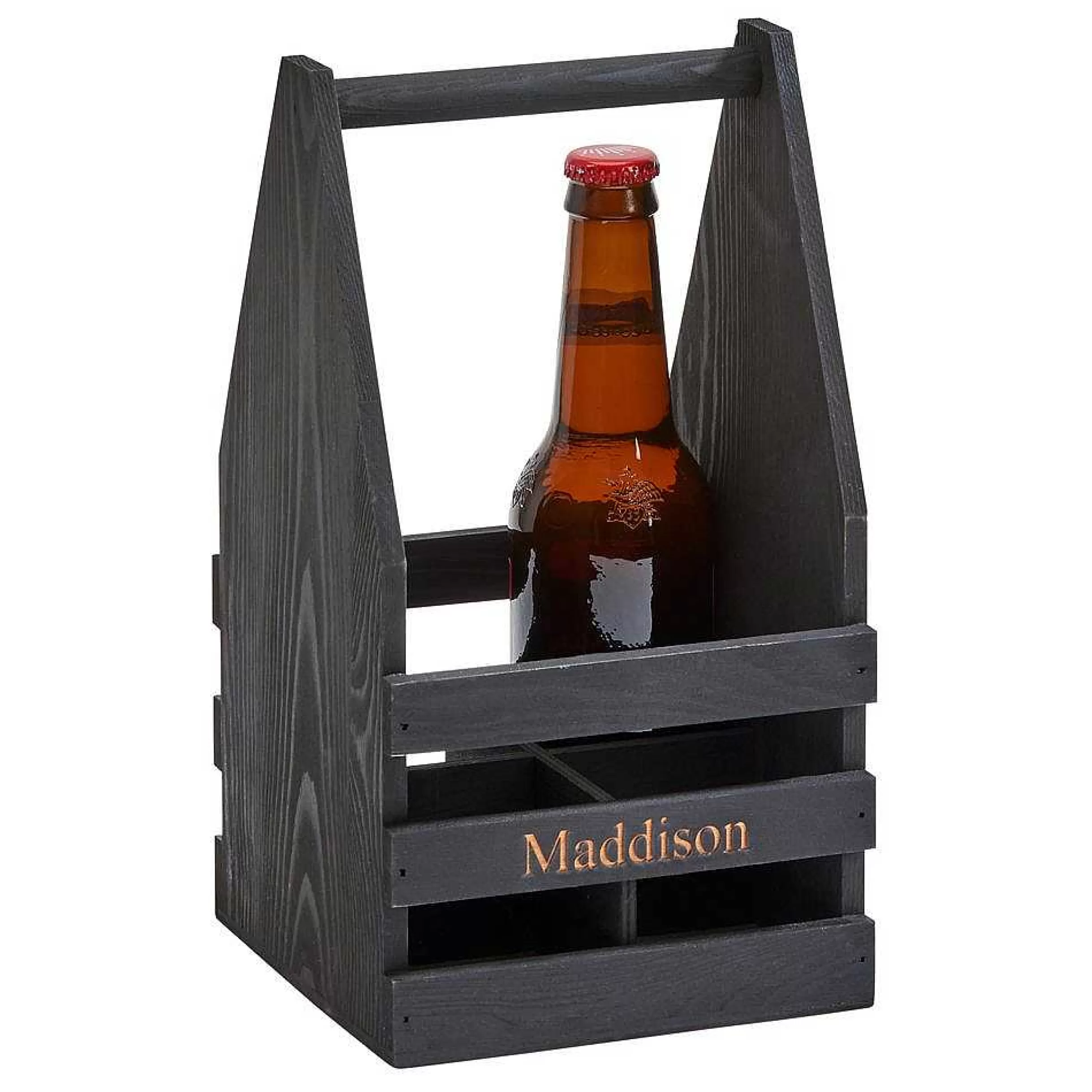 Creative Gifts International Black Wood 4 Bottle Beverage Caddy, 11" X 6" Best