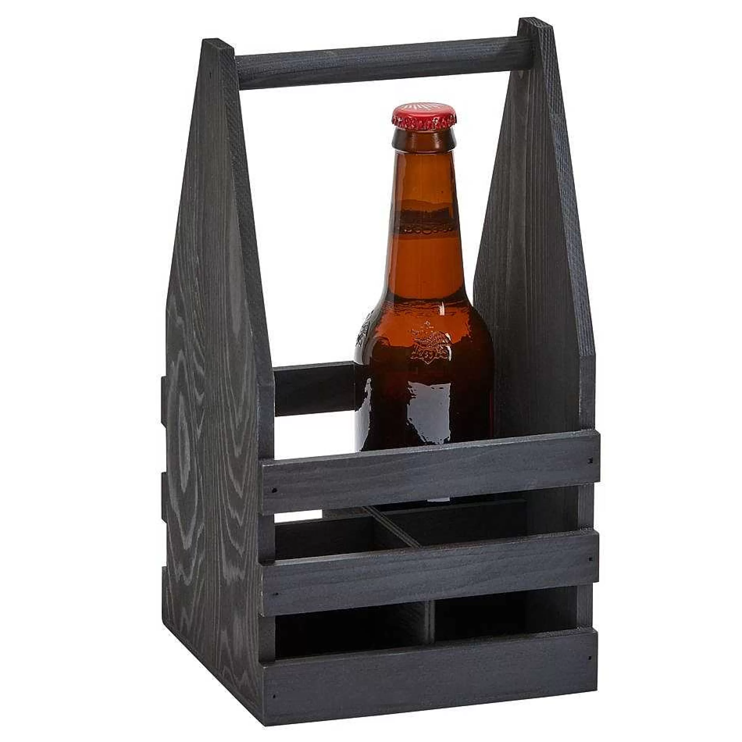 Creative Gifts International Black Wood 4 Bottle Beverage Caddy, 11" X 6" Best