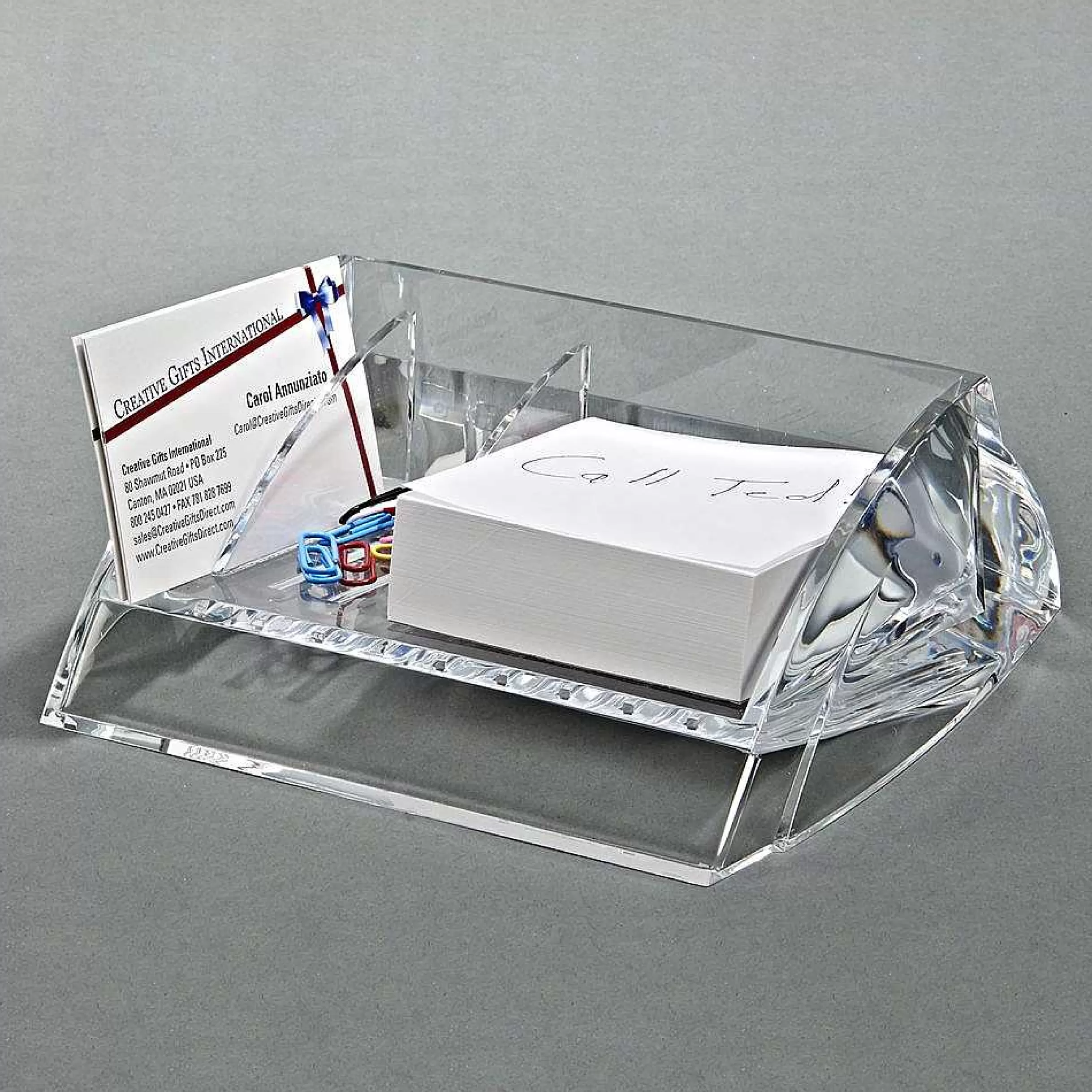 Creative Gifts International Clearylic Desk Caddy With 3 Compartments Clearance