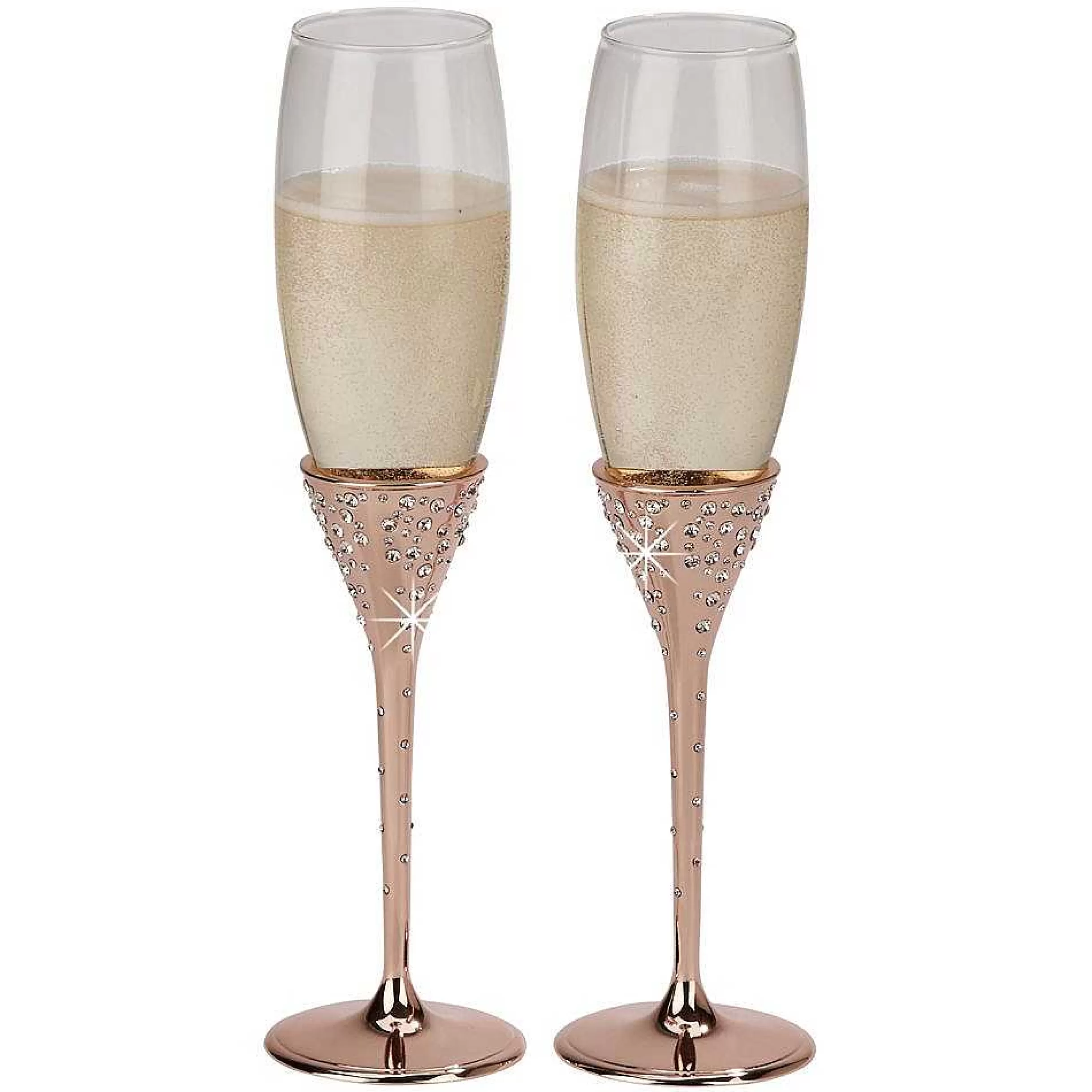 Creative Gifts International Galaxy Rose Gold Flutes, Pair 10.5" H Discount