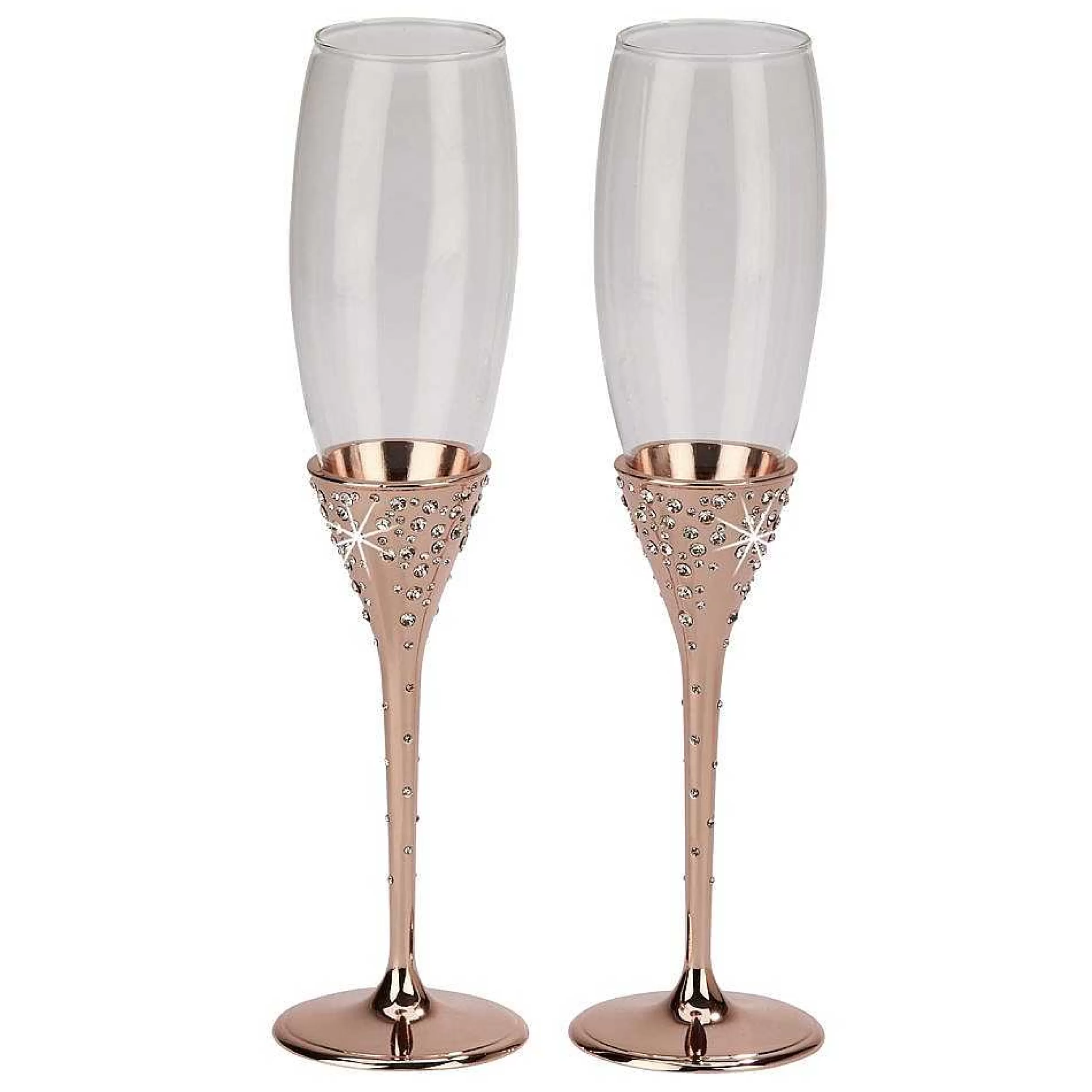 Creative Gifts International Galaxy Rose Gold Flutes, Pair 10.5" H Discount