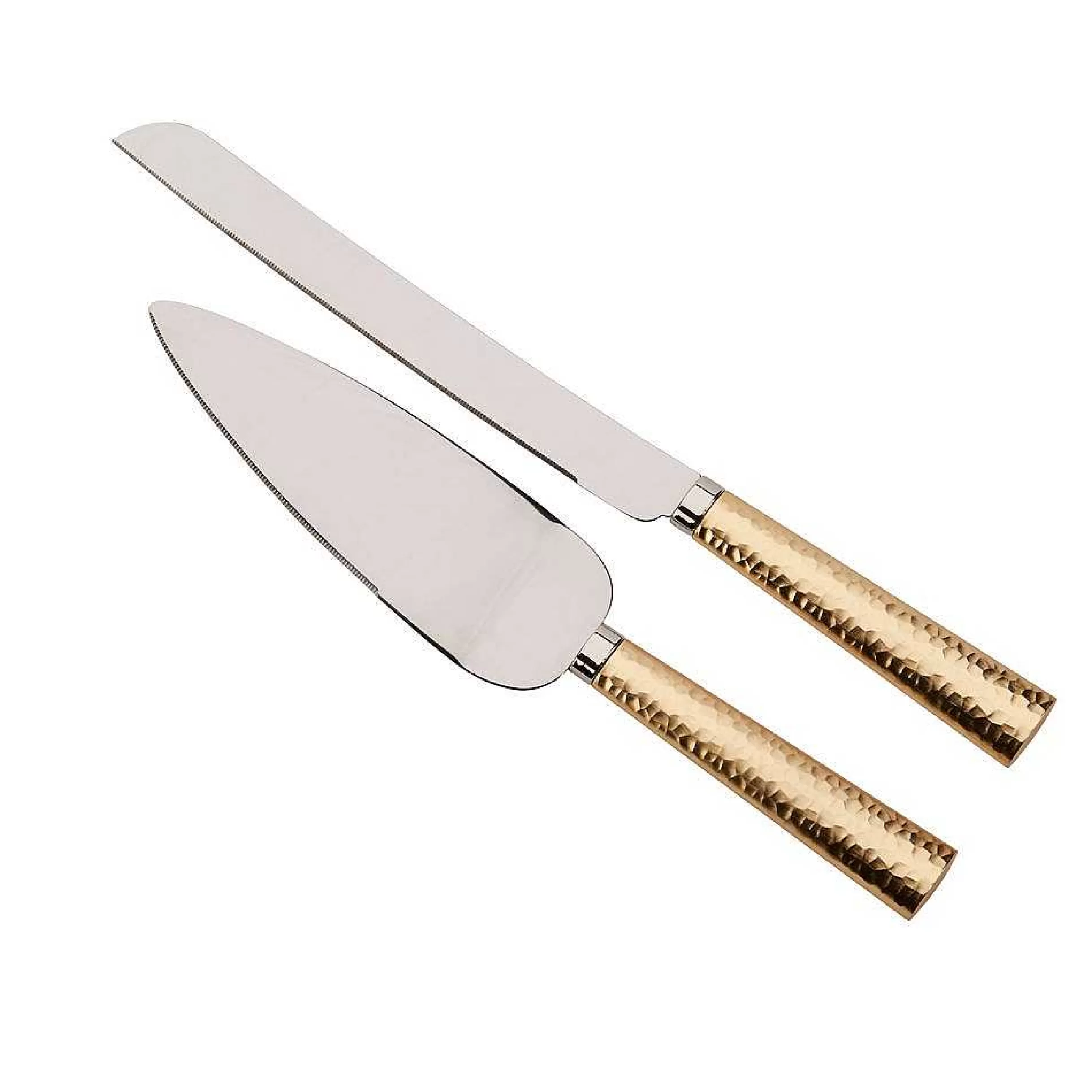 Creative Gifts International Gold Hammered Handle Knife & Server Set, 13" L Discount