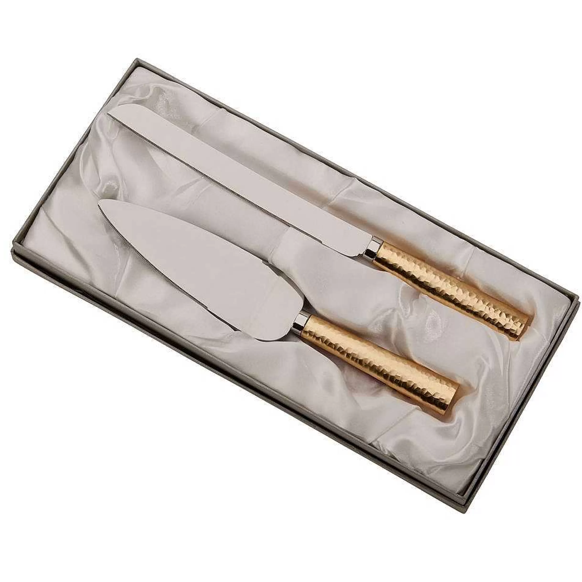 Creative Gifts International Gold Hammered Handle Knife & Server Set, 13" L Discount