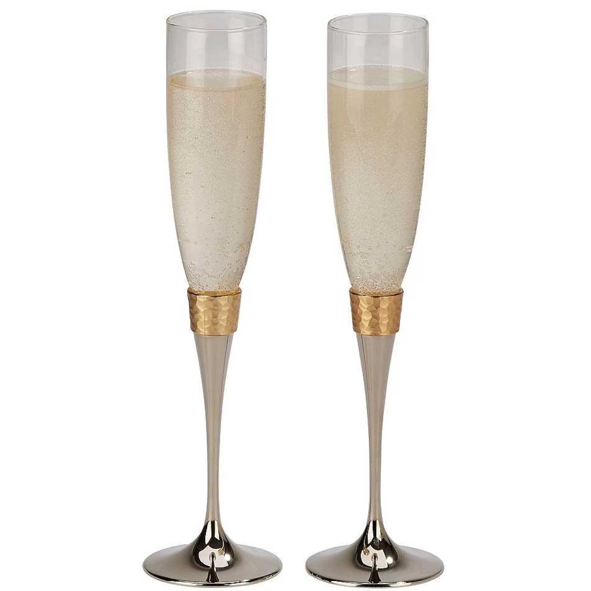 Creative Gifts International Hammered Gold Banded Flutes, Pair 10.5" H Outlet