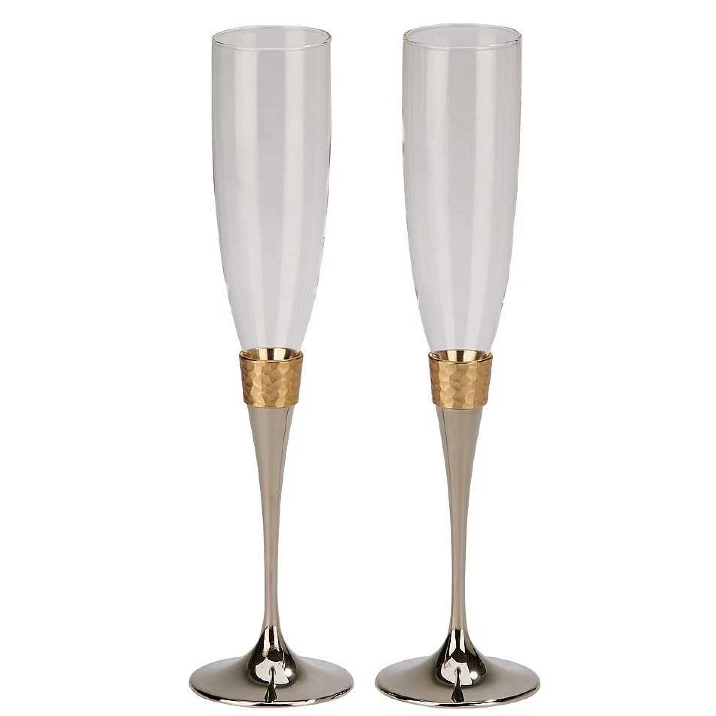 Creative Gifts International Hammered Gold Banded Flutes, Pair 10.5" H Outlet