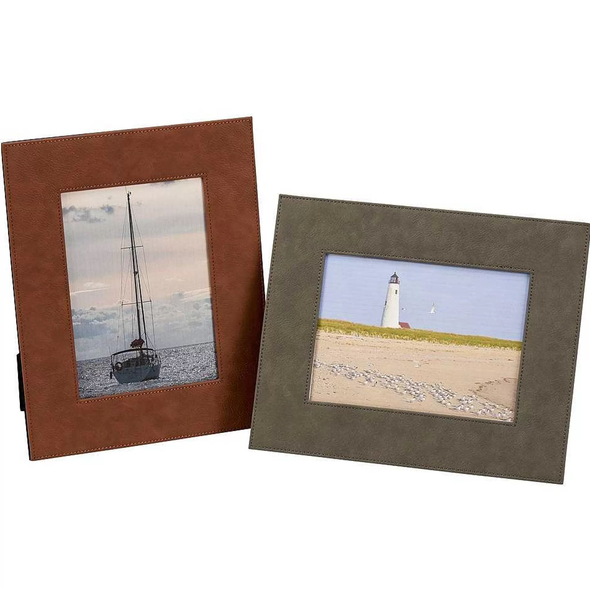 Creative Gifts International Leatherette 5" X 7" Photo Frame, Grey Cheap