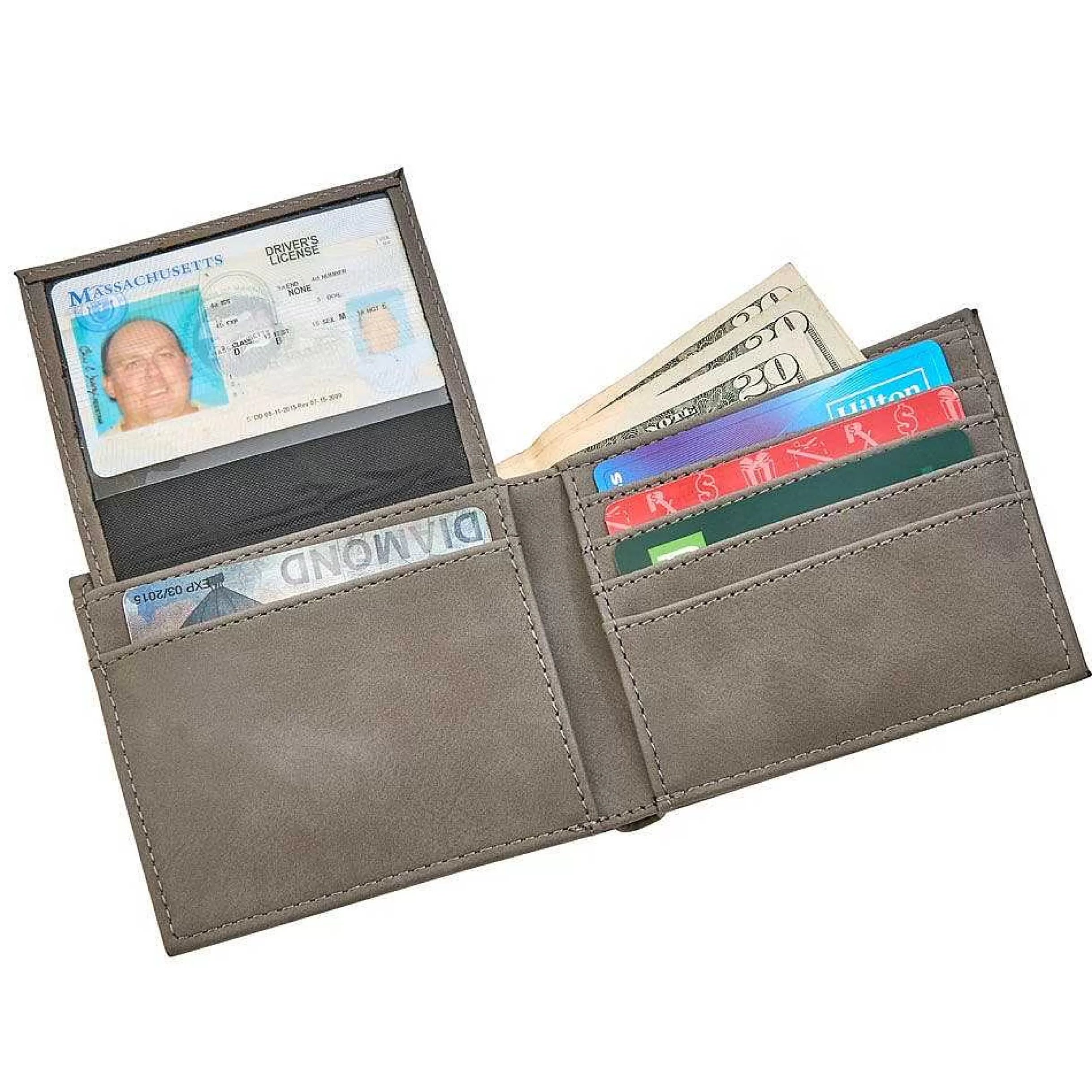 Creative Gifts International Leatherette Bill Fold, Grey 4.5" X 3.75" Cheap