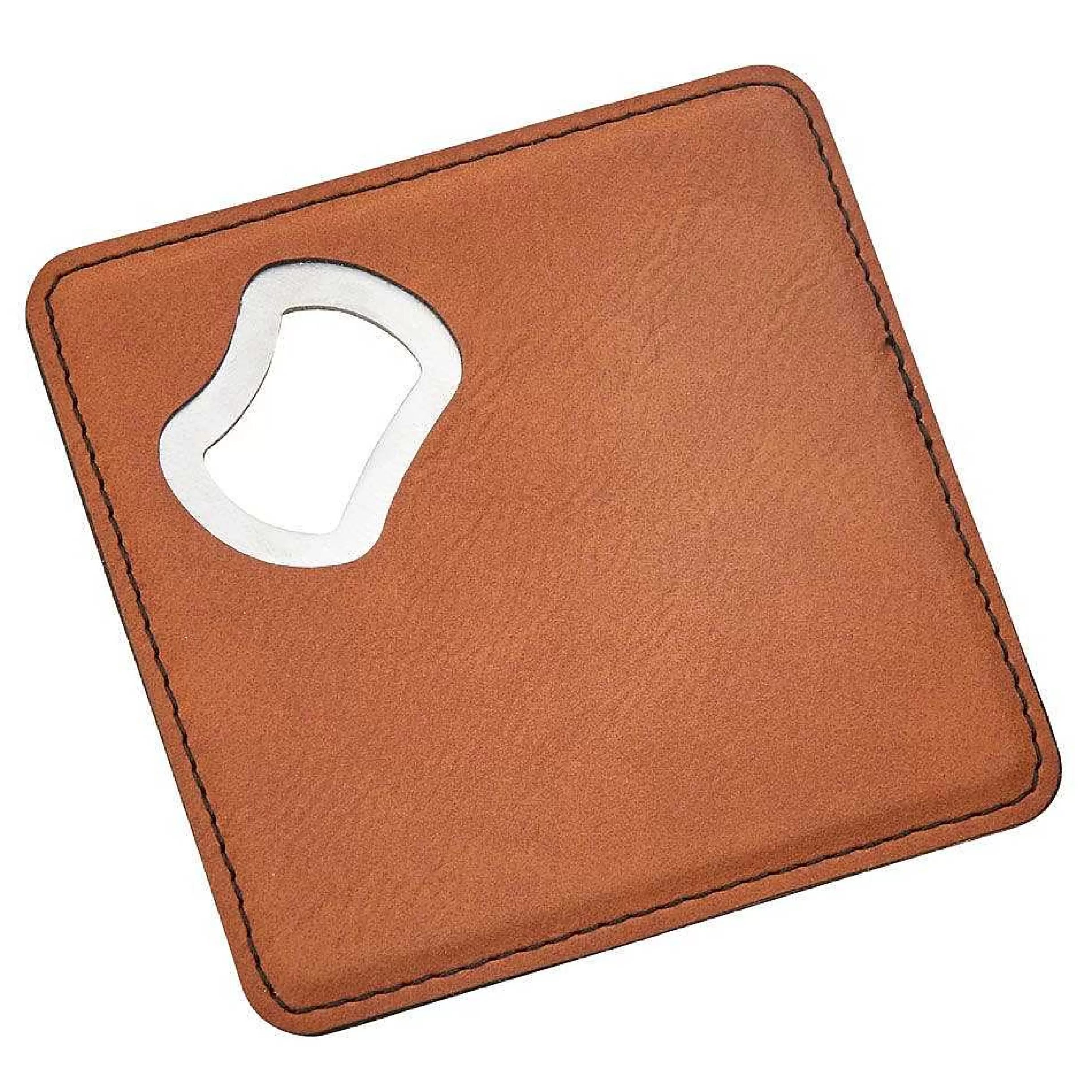 Creative Gifts International Leatherette Coaster/Bottle Opener, Caramel 4" Square Cheap