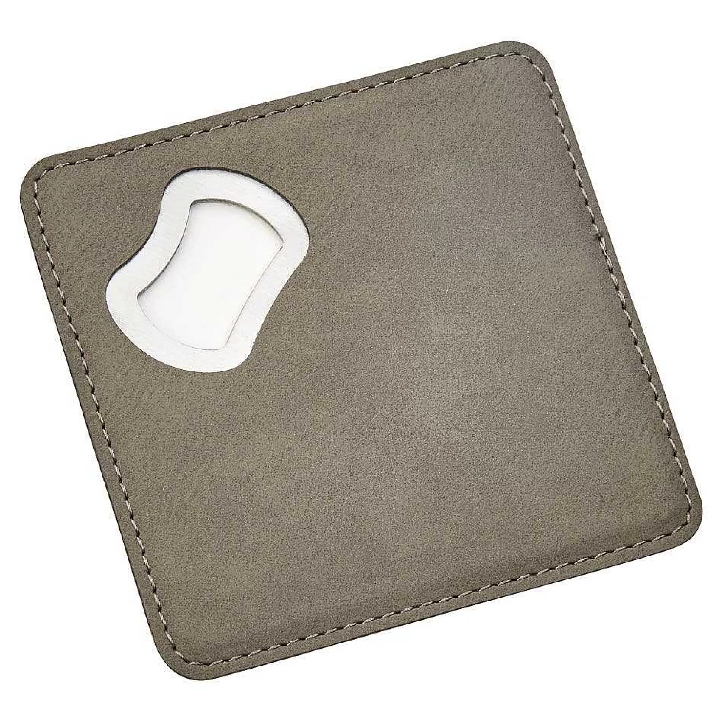 Creative Gifts International Leatherette Coaster/Bottle Opener, Grey 4" Square Sale