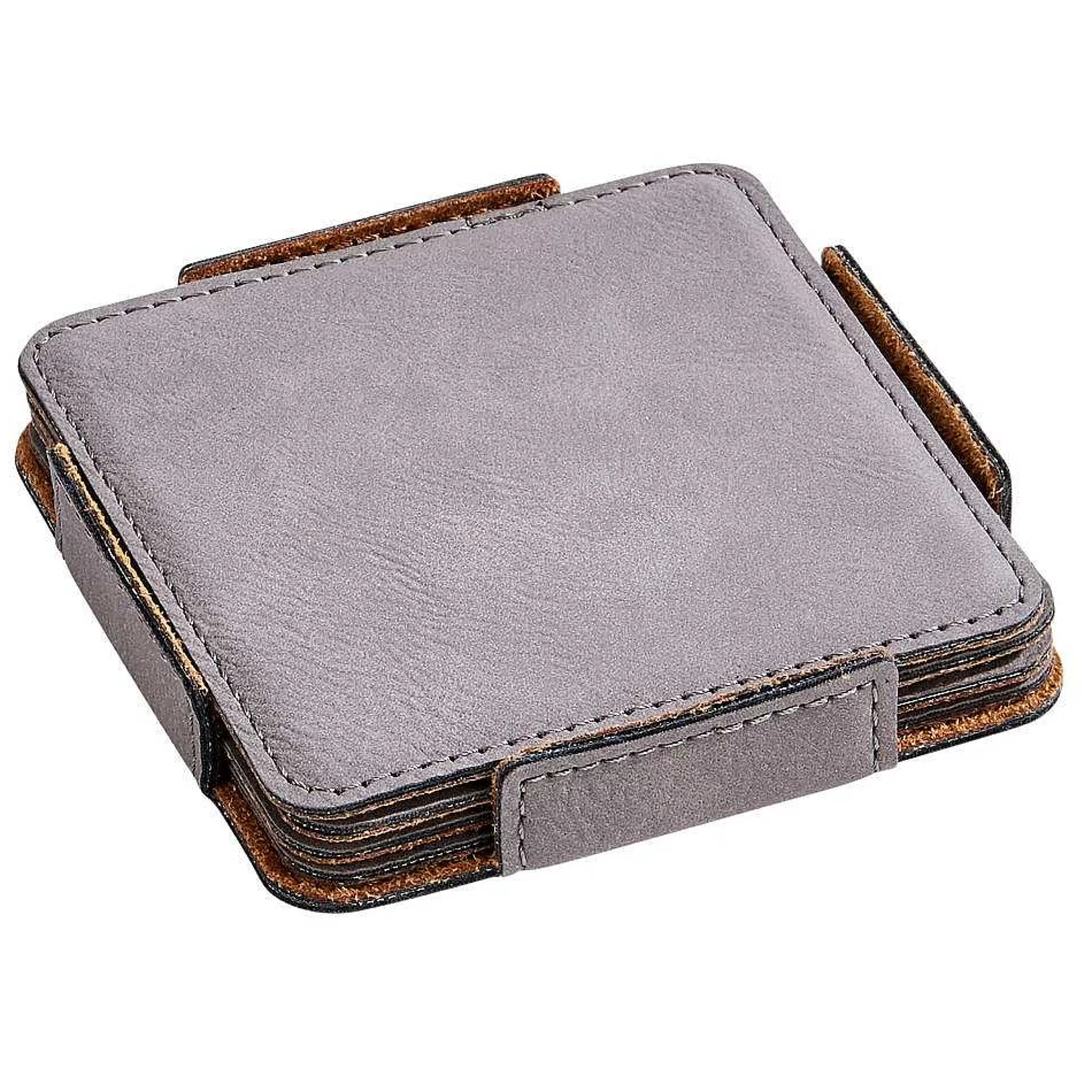 Creative Gifts International Leatherette Coasters/4 Grey 3.75" Sq Fashion