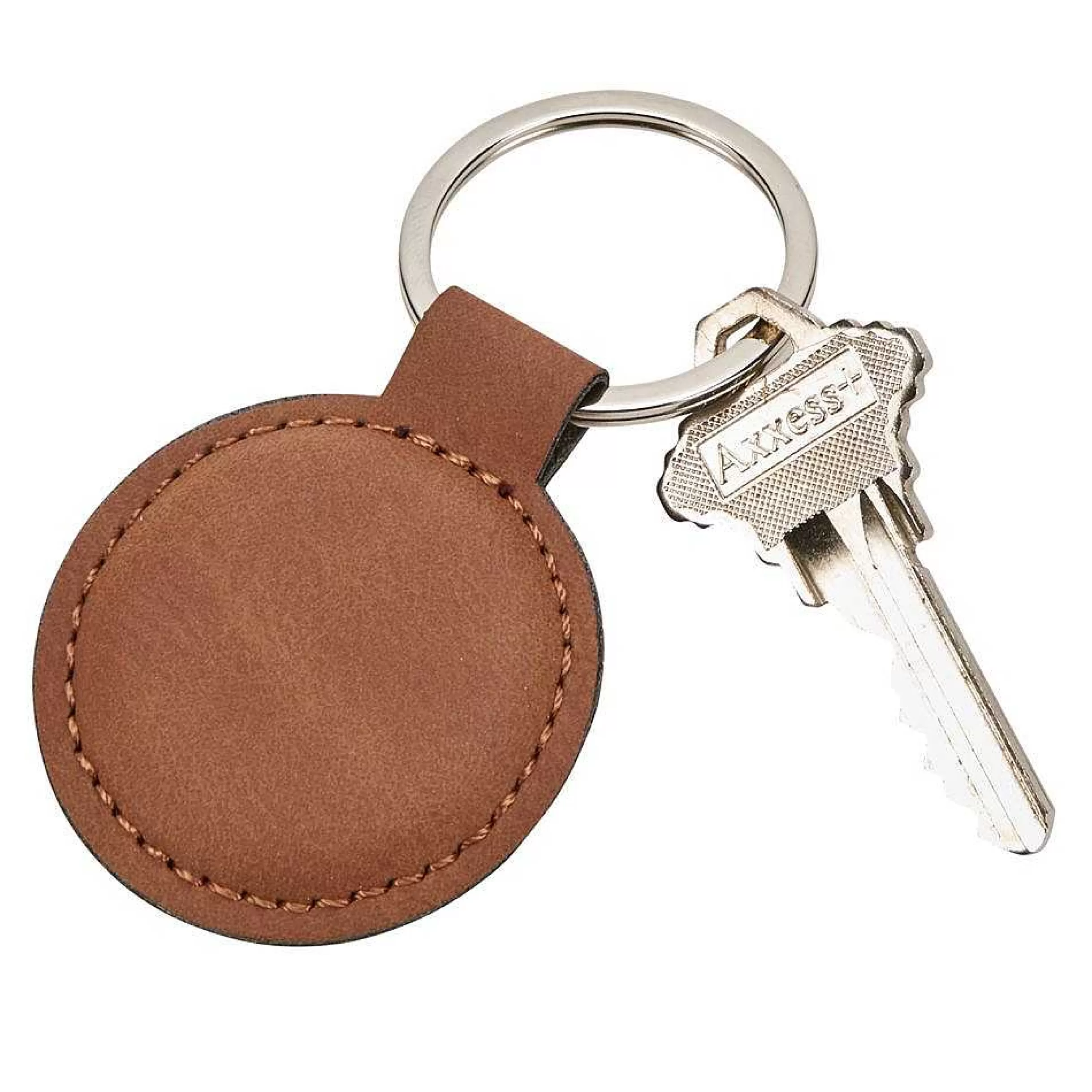 Creative Gifts International Leatherette Round Key Chain, Caramel 1.875" Diameter Outlet