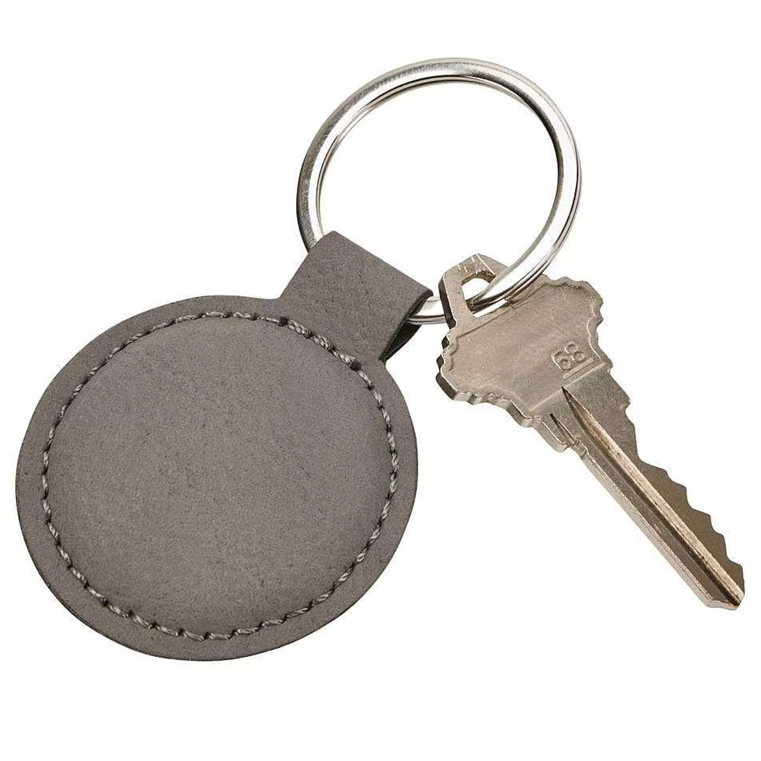 Creative Gifts International Leatherette Round Key Chain, Grey 1.875" Diameter Cheap