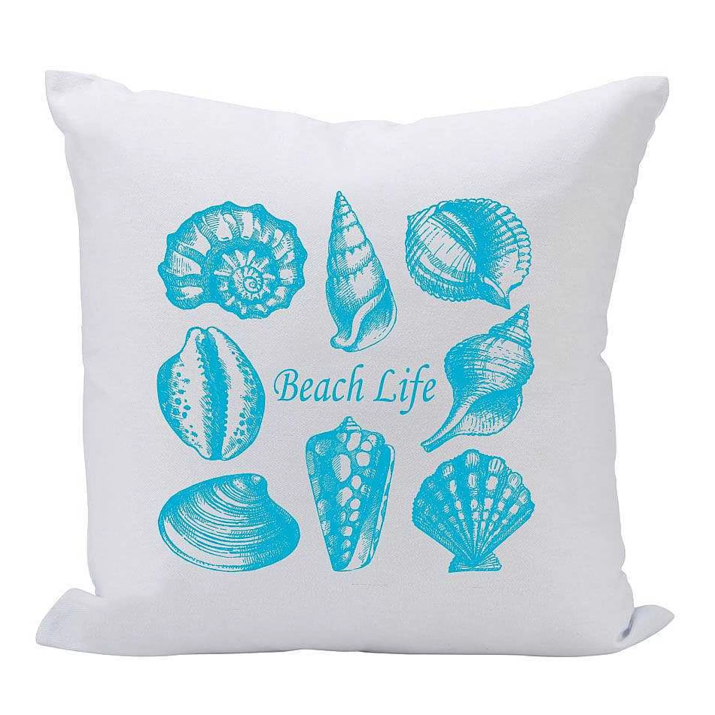 Creative Gifts International Sea Shells With "Beach Life" - 16" Square Throw Pillow Store