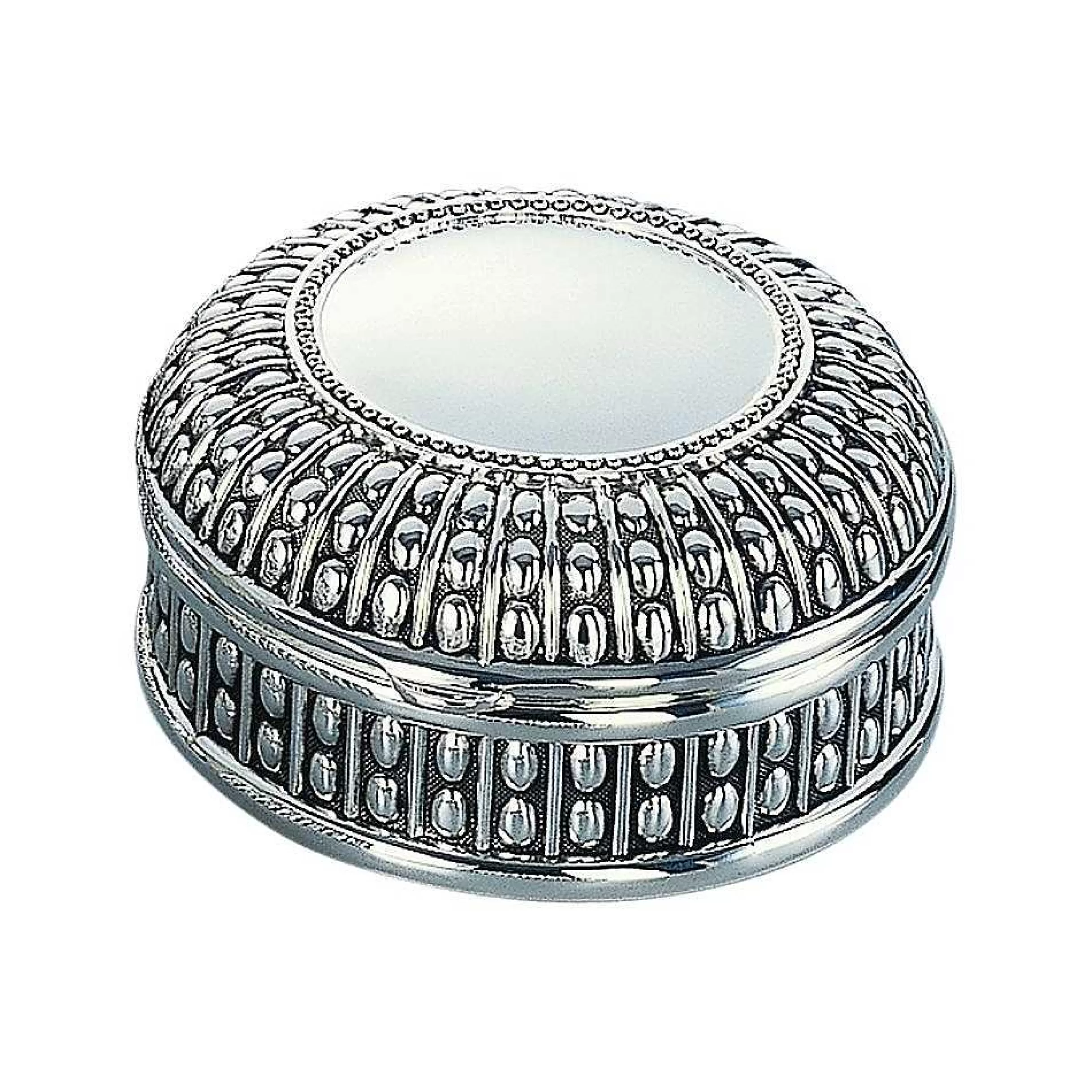 Creative Gifts International Silverplated Round Box With Beaded Antique Design, 4.5" Diameter Cheap