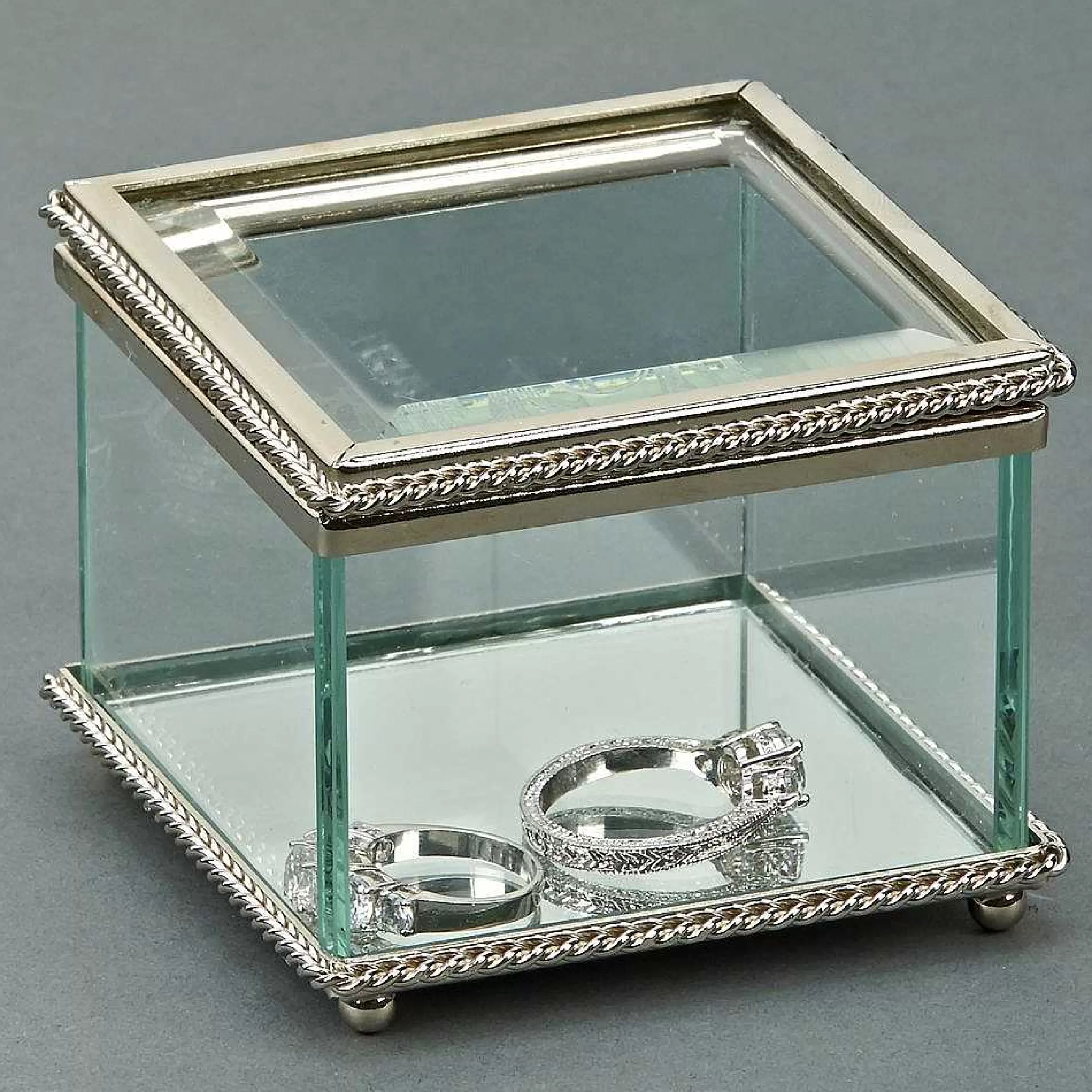 Creative Gifts International Square Glass Box With Hinged Cover, 3.25" Hot