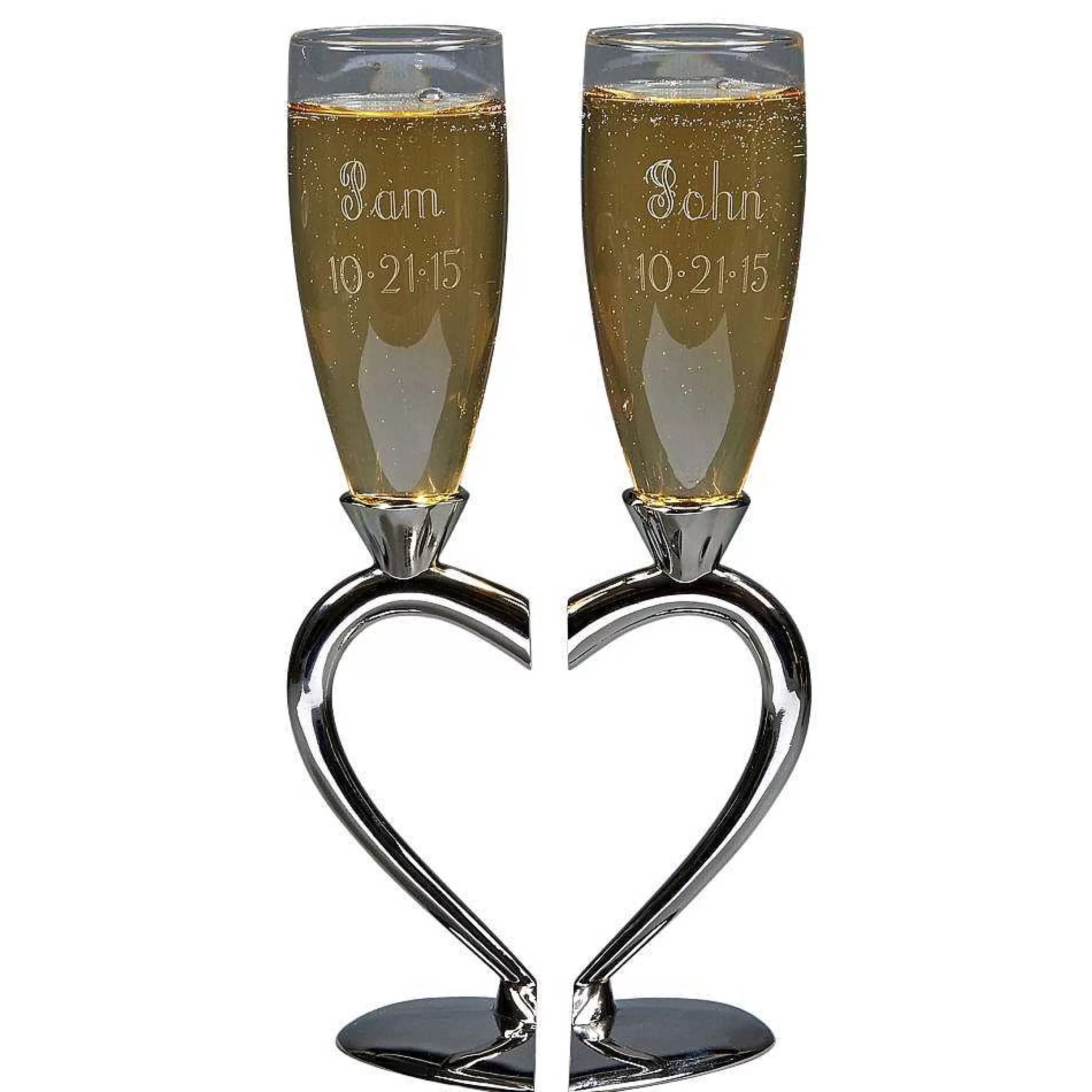 Creative Gifts International Toasting Goblets With Heart Shaped Separating Base & Stem New