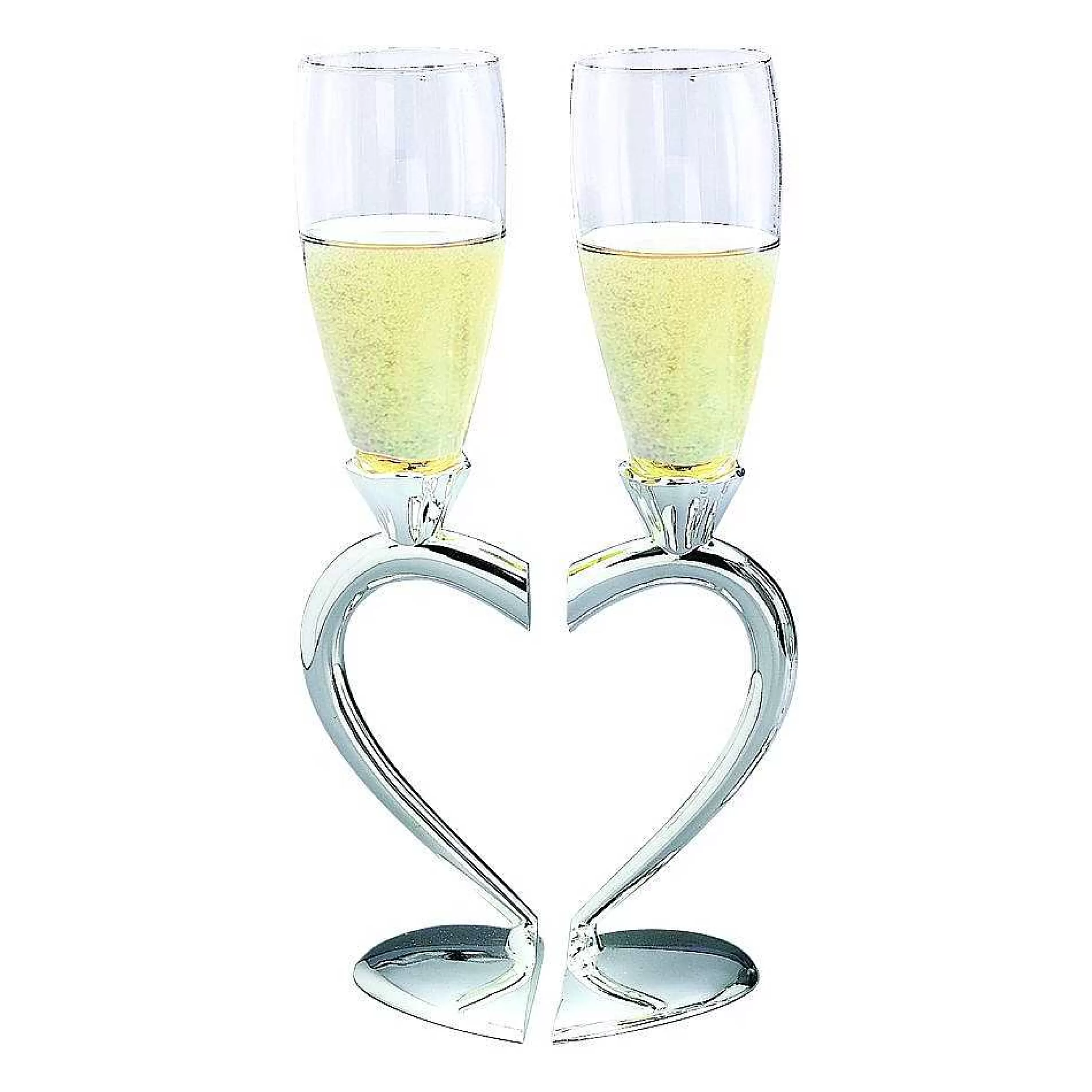 Creative Gifts International Toasting Goblets With Heart Shaped Separating Base & Stem New