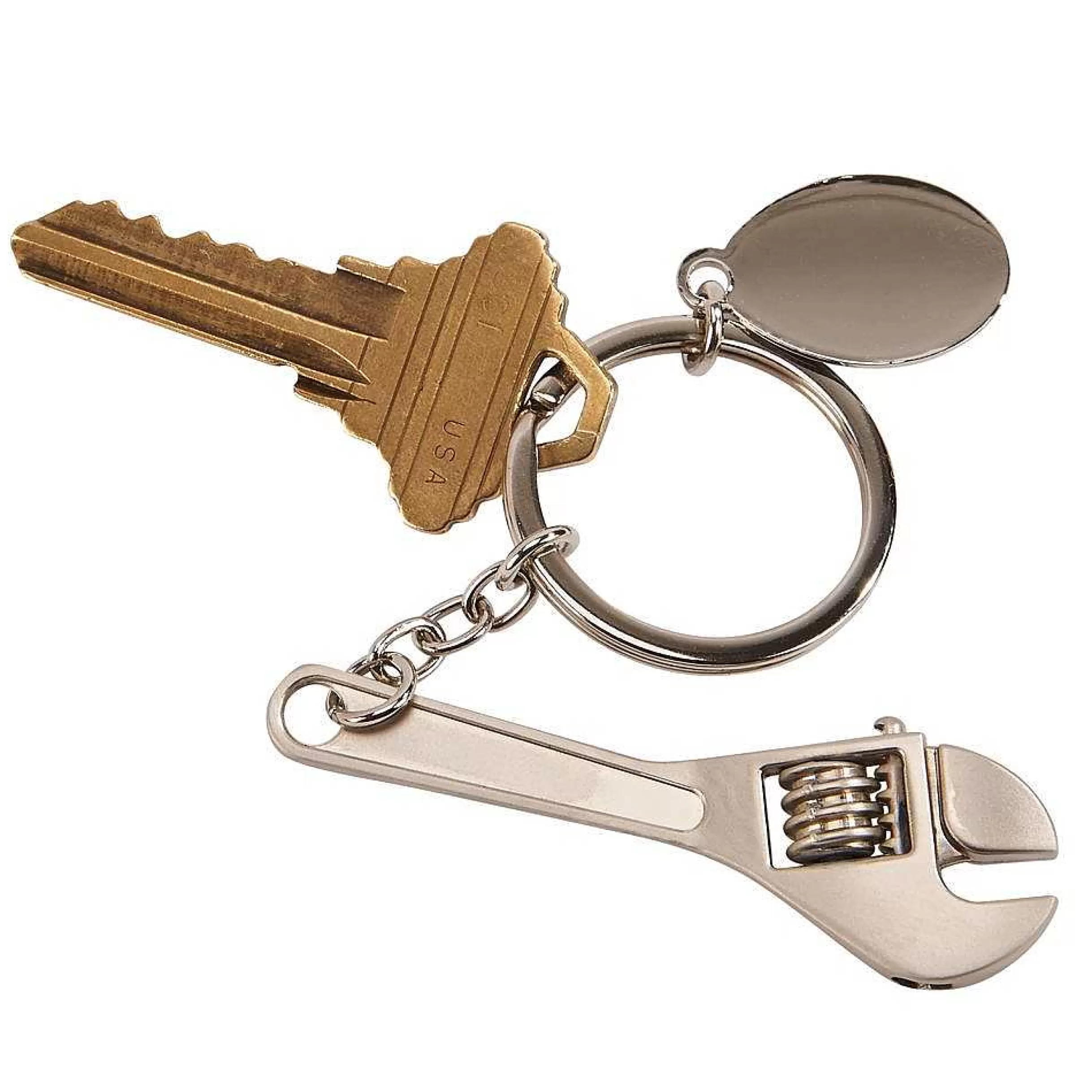 Creative Gifts International Wrench Key Chain W/Oval Engraving Plate 4.5"L, Brushed Finish Shop